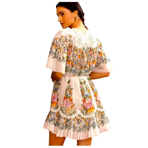 FARM RIO Sweet Bloom Bouquet Off-White Mini Dress, Size M. - Picture 2 of 10